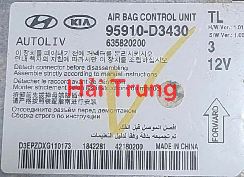 95910D3430 Hộp điều khiển túi khí Hyundai Tucson 2015-2018 Tháo Xe