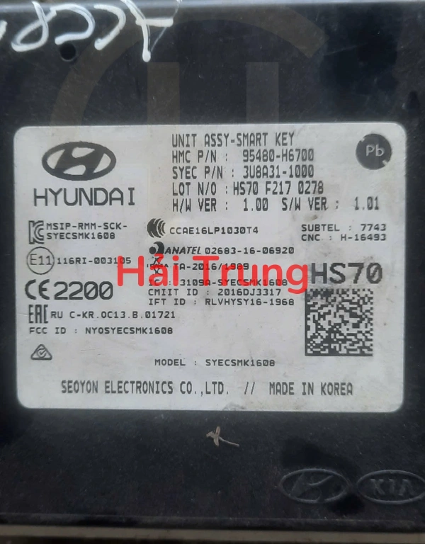 95480H6700 954802S200 Tháo xe Hộp điều khiển khóa Smart Key Hyundai Accent
